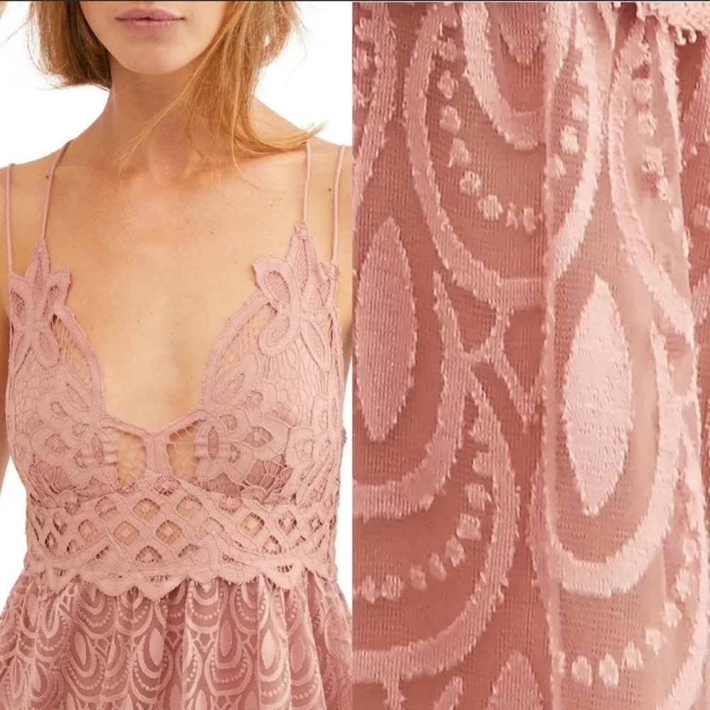 FREE PEOPLE Adelle ballet rose‎ burnout slip dress